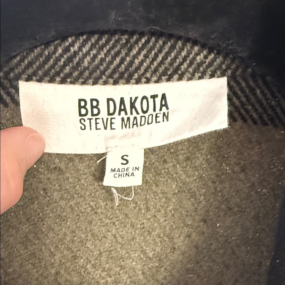 BB Dakota Olive & Black Plaid Snap-Front Pea Coat - Picture 2 of 10